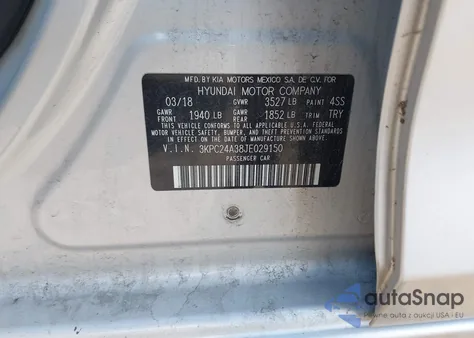 2018 Hyundai Accent Se из США, поврежденный, VIN 3KPC24A38JE029150